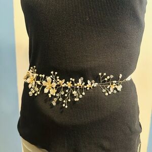 Elegant Gold and Silver Floral Women's Belt